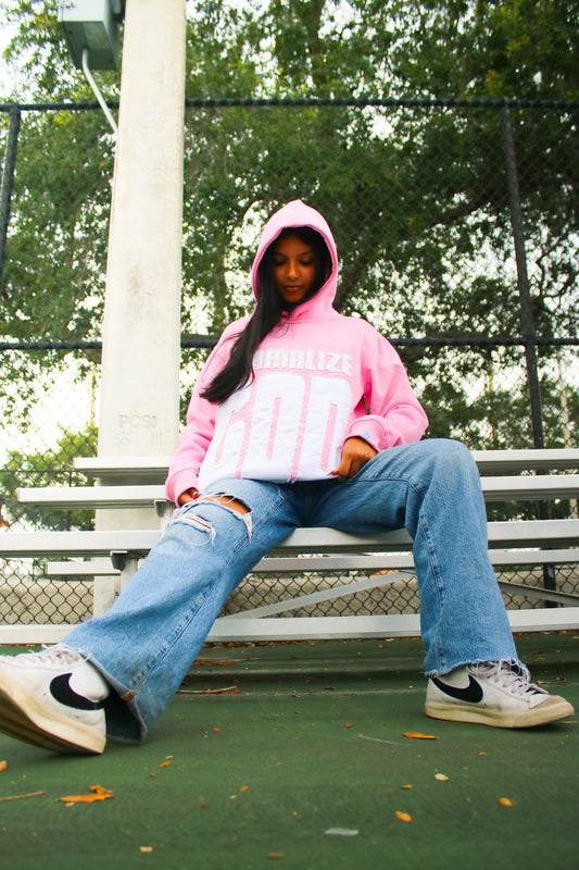 Pink "Normalize God" Popover Hoodie